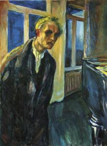 Autorretrato. El caminante nocturno. Obra de Edvard Munch, también noruego y contemporáneo a Hamsun